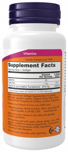NOW E-1000 Mixed Tocopherols, 50 капсул