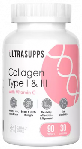 Ultrasupps Collagen type Ⅰ &amp; Ⅲ, 90 капсул
