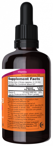 NOW Liquid Vitamin D-3, 59 мл